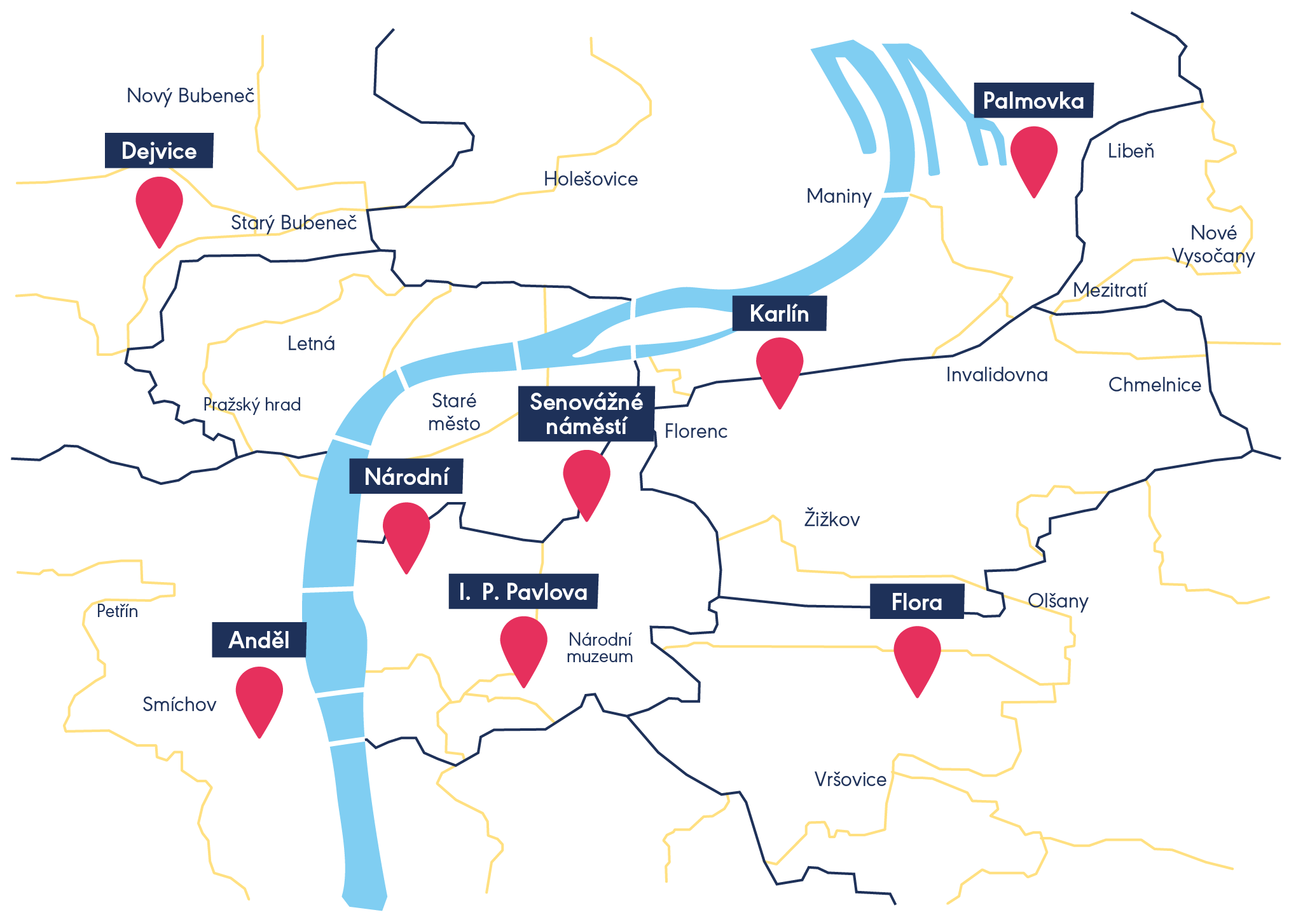 kde učíme jazykové kurzy mapa praha